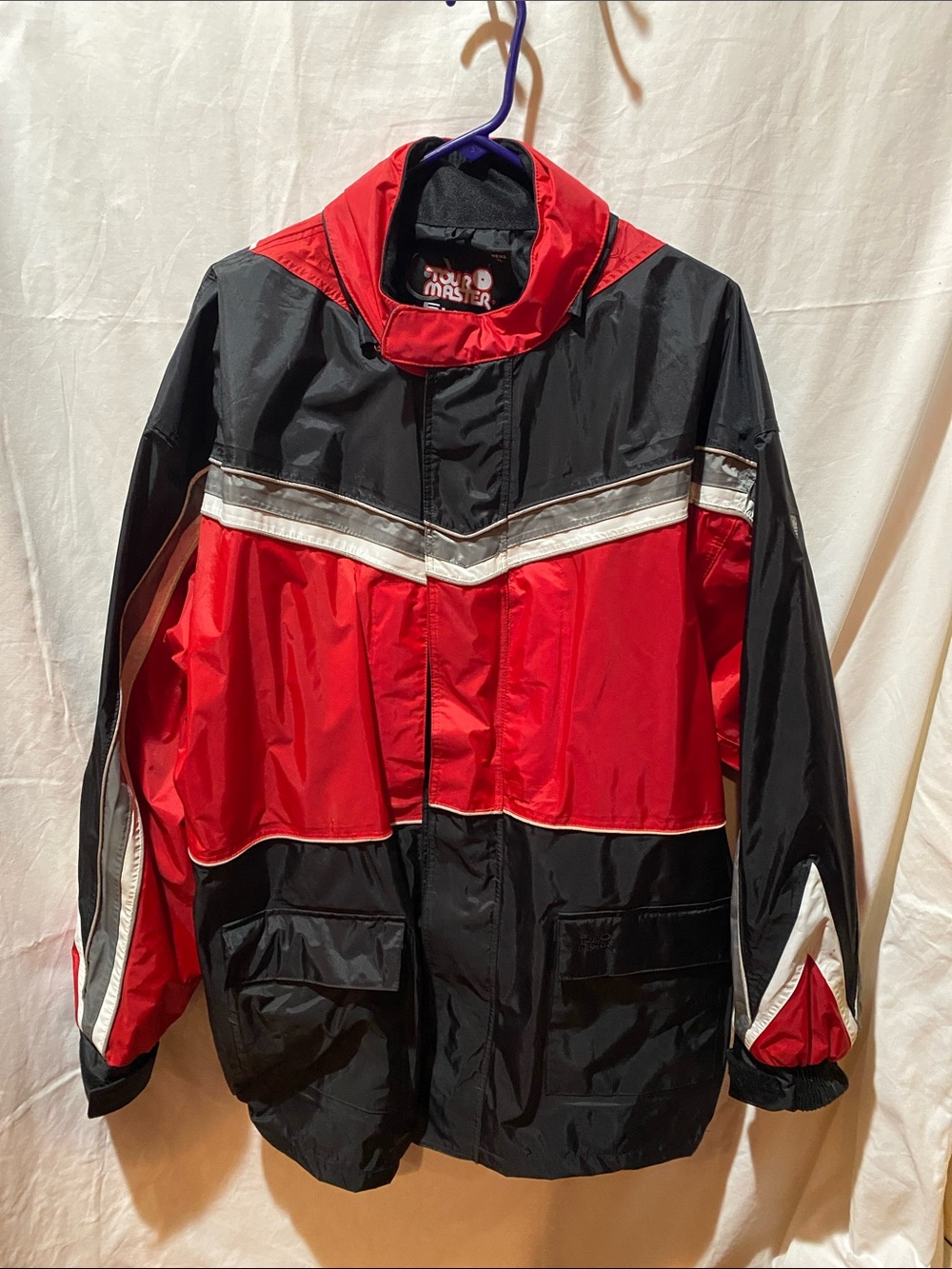 Tour Master Men's Red & Black Colorblock Windbreaker Rain Jacket Motorcycle